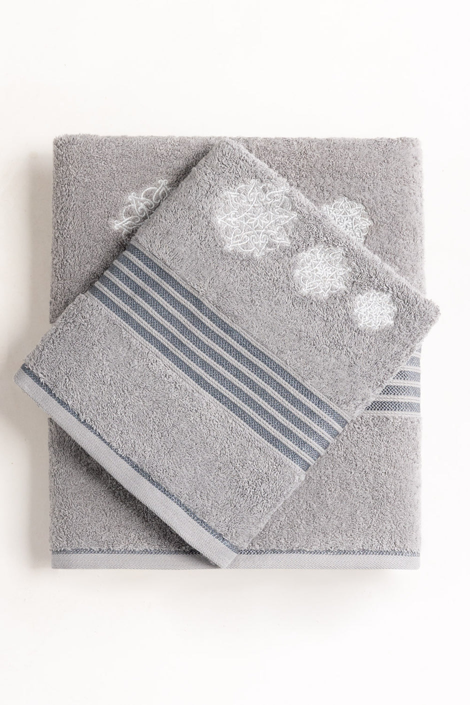 Dove Grey Embroidered Towel