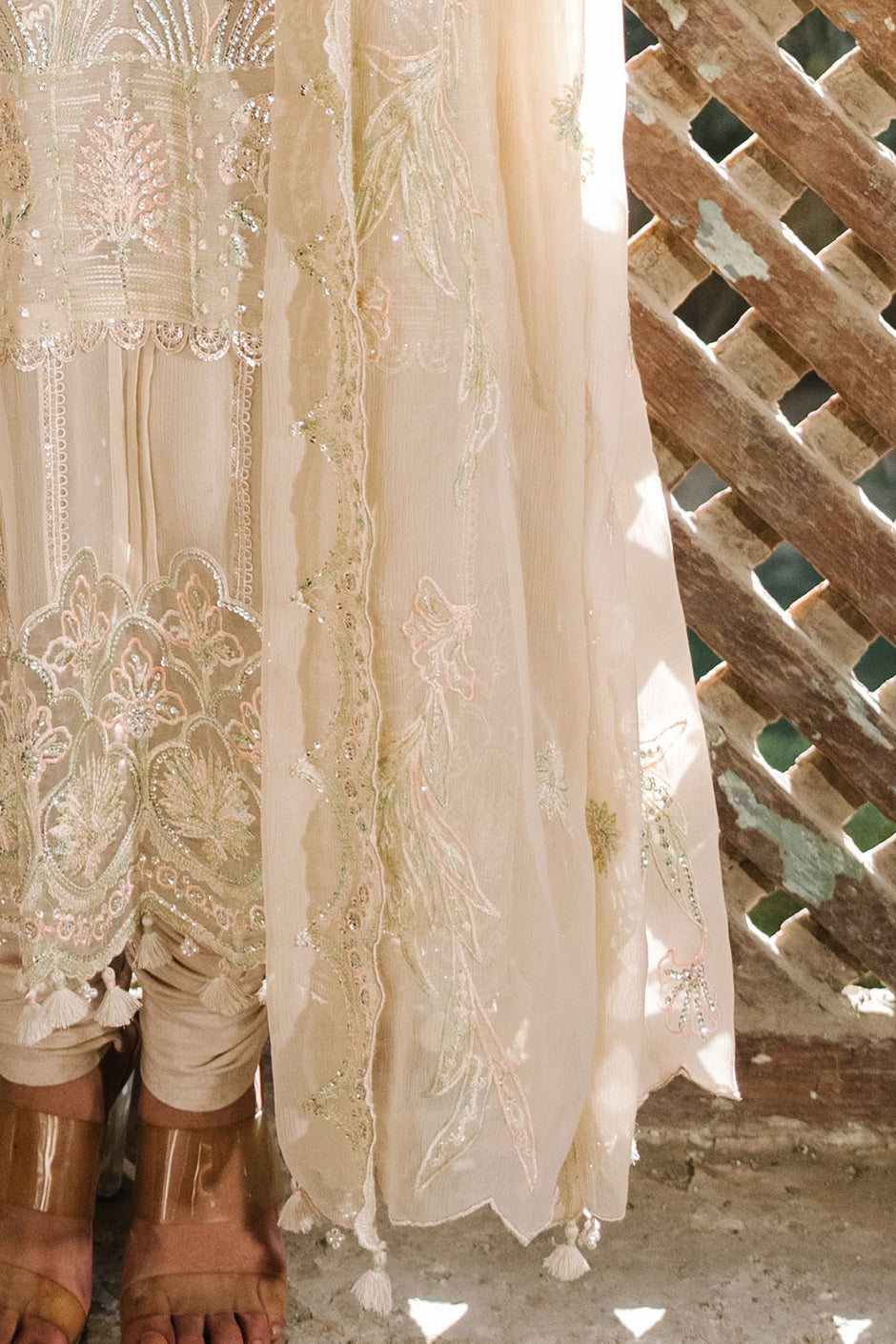 3 Piece Embroidered Chiffon Suit with Organza Borders and Embroidered Chiffon Dupatta