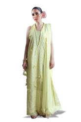 3 Piece Embroidered Cutwork Net Suit with Chiffon Dupatta FE-52159