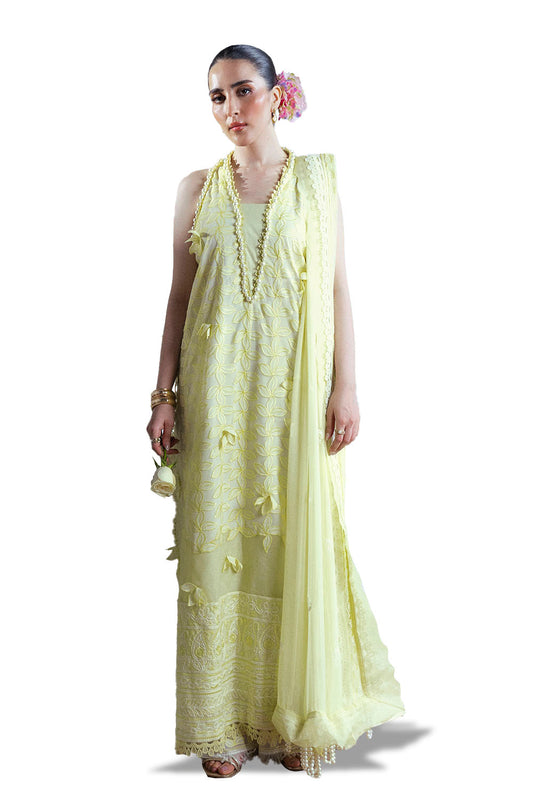 3 Piece Embroidered Cutwork Net Suit with Chiffon Dupatta FE-52159