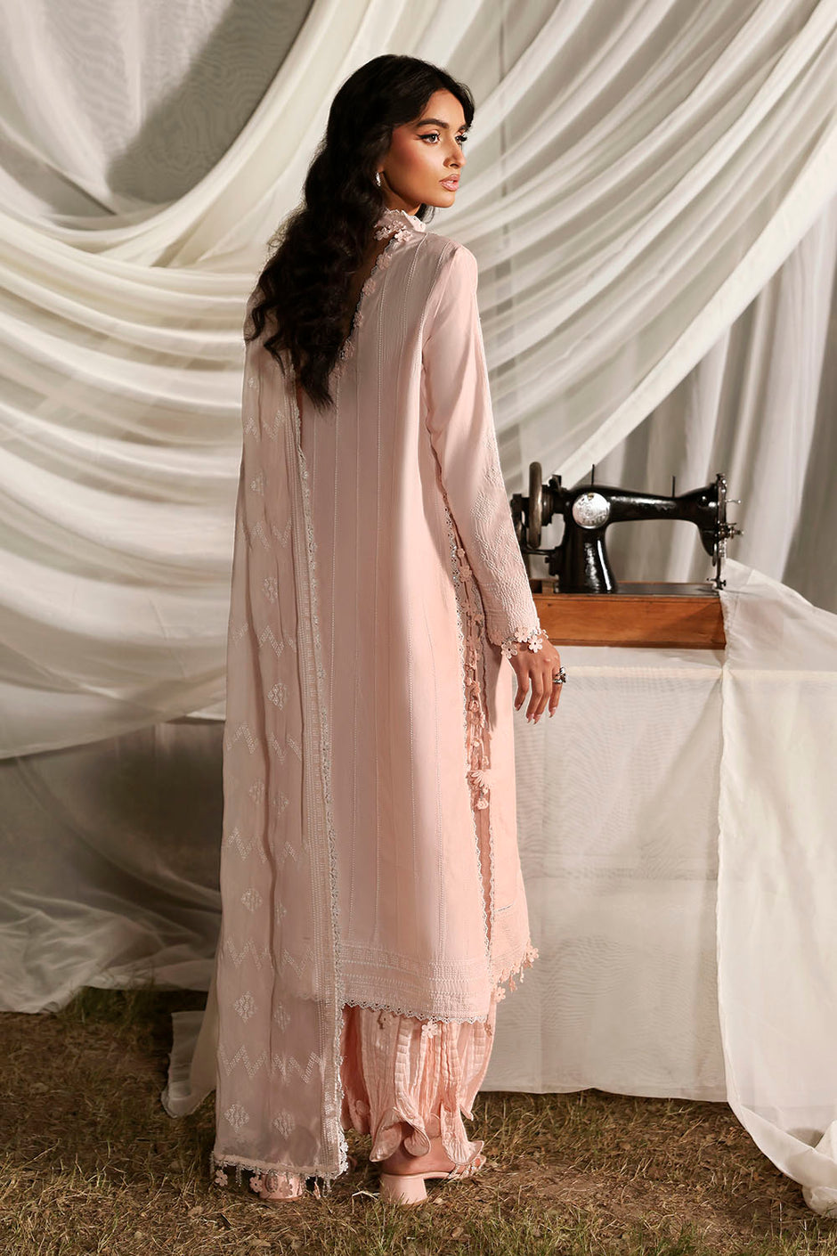 3 Piece Embroidered Lawn Suit with Embroidered Chiffon Dupatta