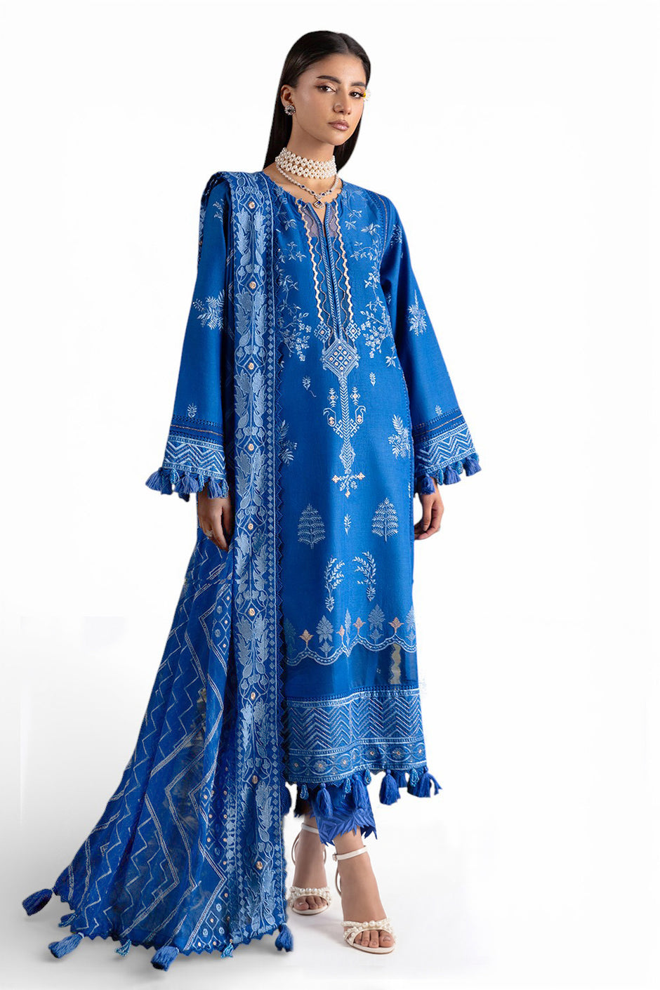 3 Piece Embroidered Lawn Suit with Embroidered Chiffon Dupatta