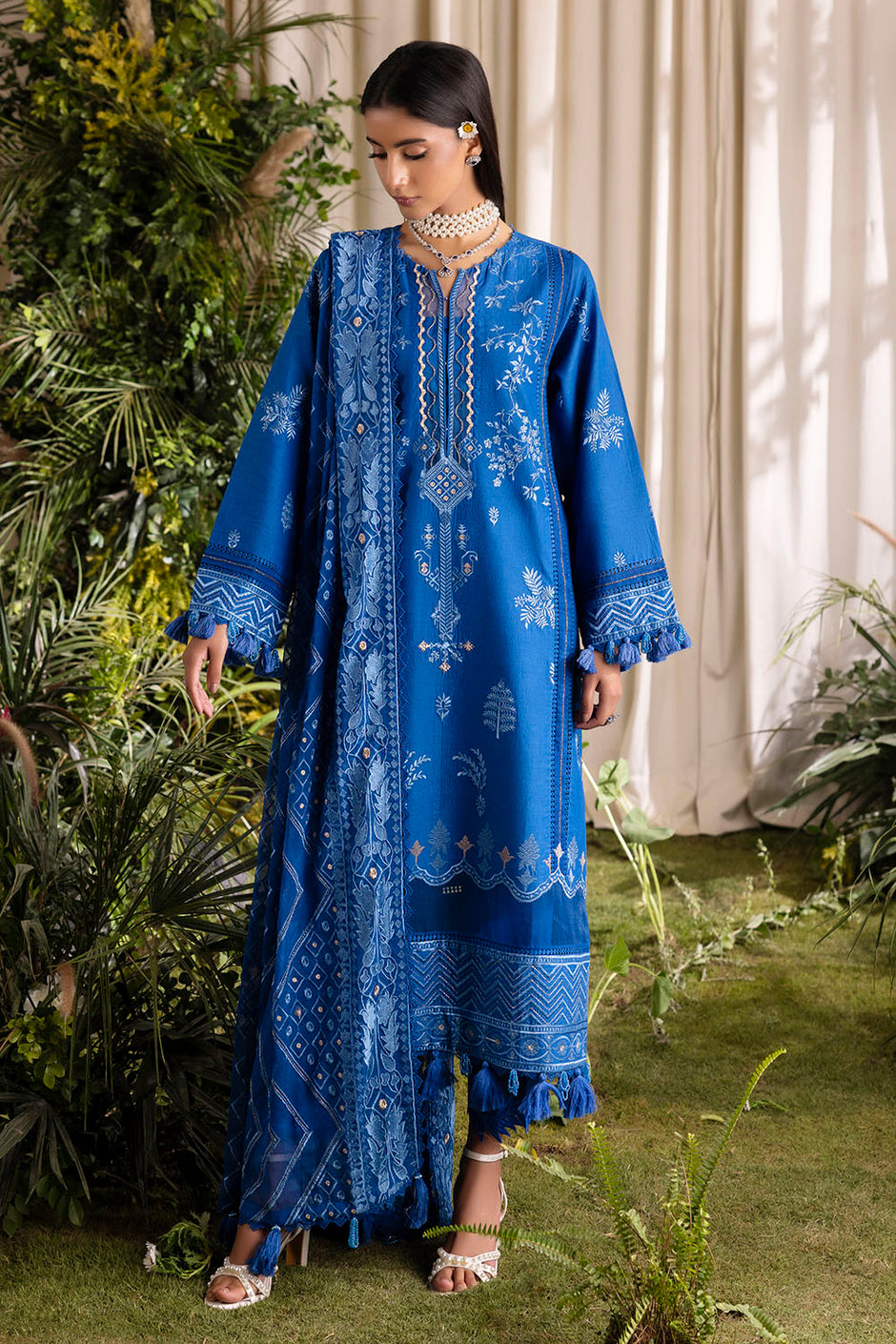 3 Piece Embroidered Lawn Suit with Embroidered Chiffon Dupatta