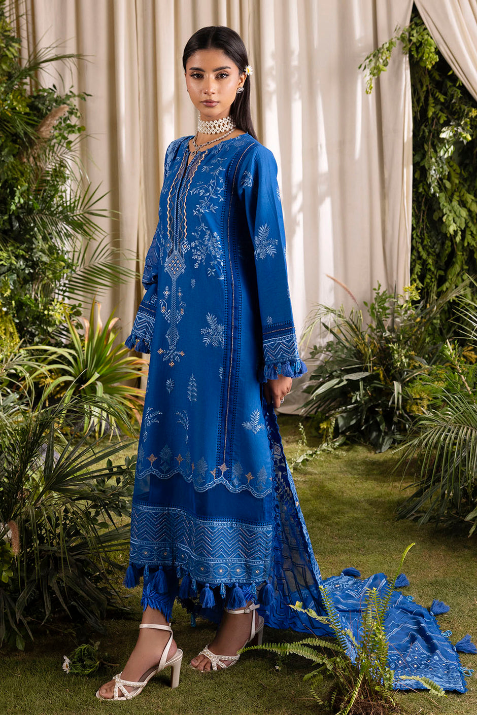 3 Piece Embroidered Lawn Suit with Embroidered Chiffon Dupatta
