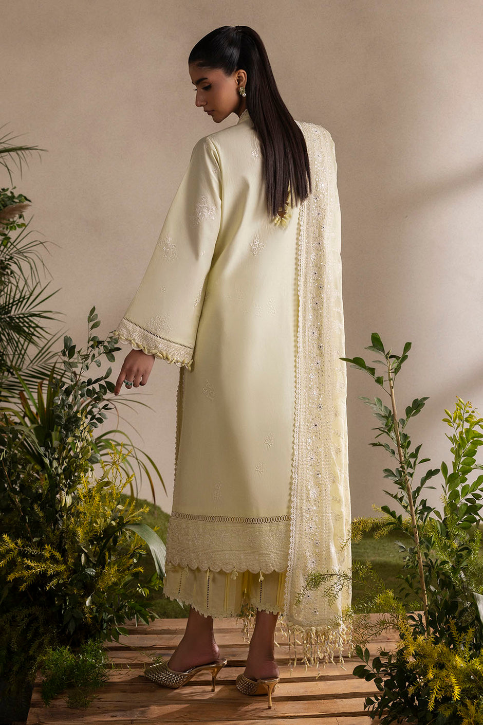 3 Piece Embroidered Lawn Suit with Embroidered Chiffon Dupatta