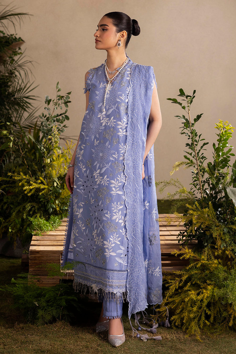 3 Piece Embroidered Lawn Suit with Embroidered Chiffon Dupatta