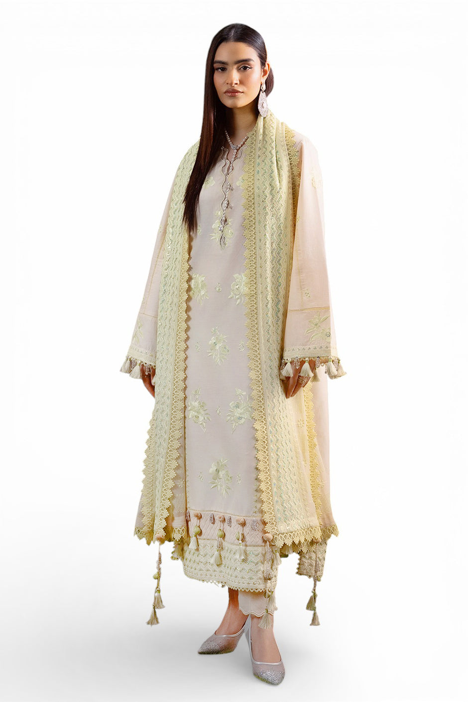 3 Piece Embroidered Lawn Suit with Embroidered Chiffon Dupatta