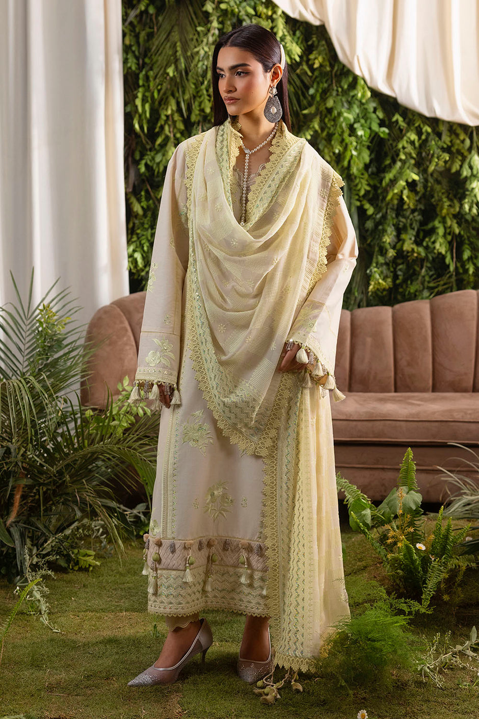 3 Piece Embroidered Lawn Suit with Embroidered Chiffon Dupatta