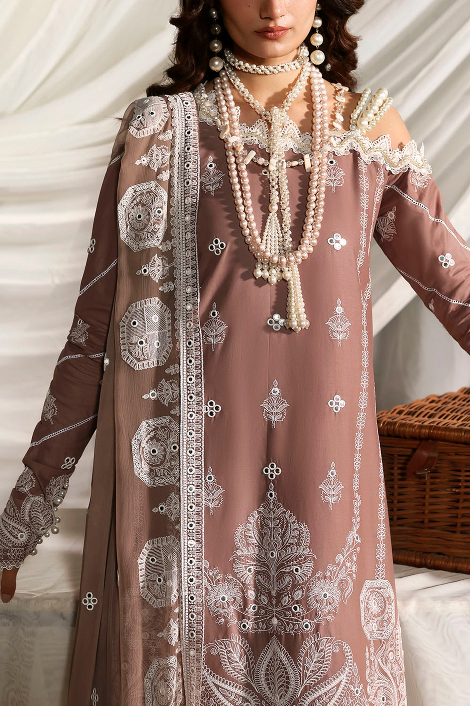 3 Piece Sequins Embroidered Lawn Suit with Chiffon Dupatta