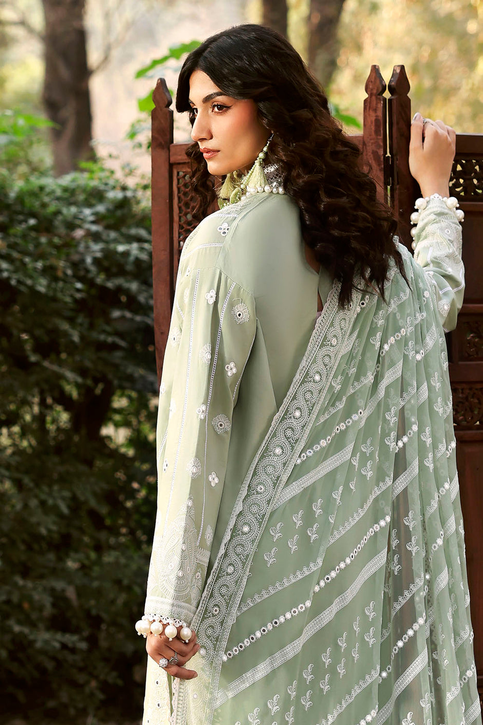 3 Piece Sequins Embroidered Lawn Suit with Chiffon Dupatta