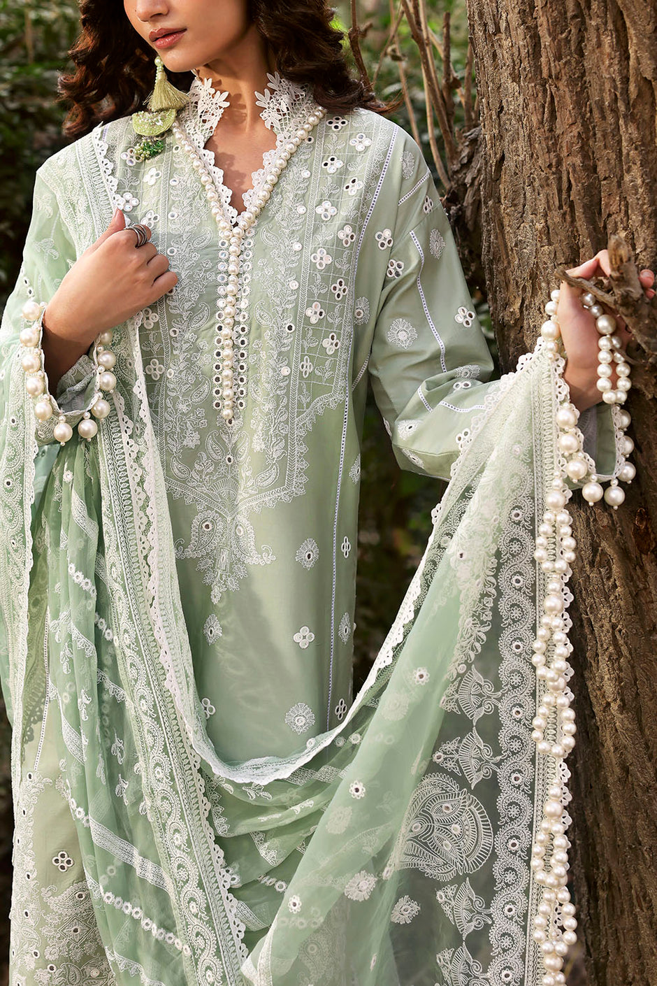 3 Piece Sequins Embroidered Lawn Suit with Chiffon Dupatta
