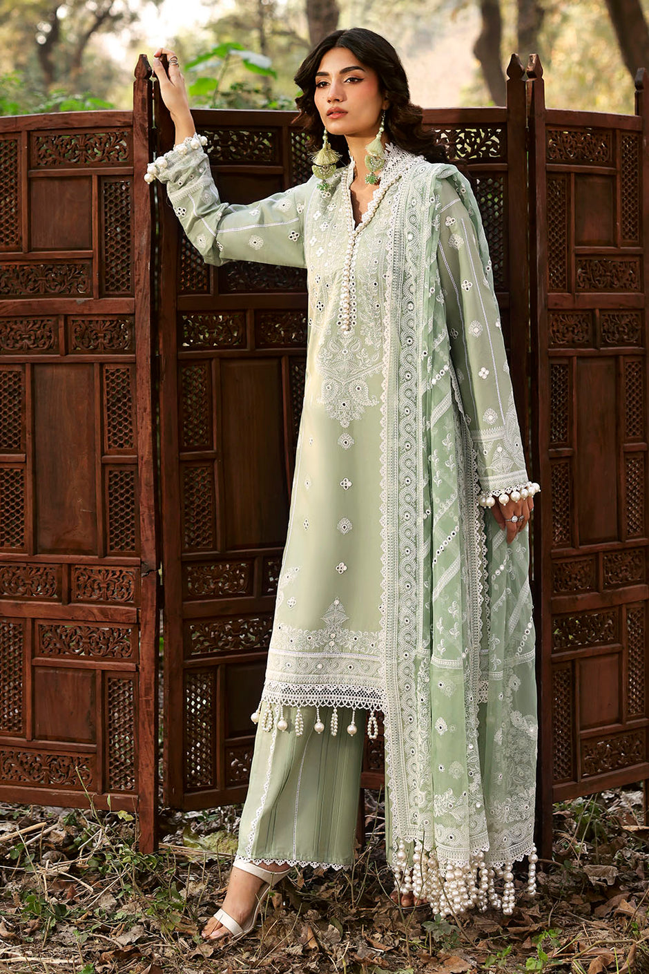 3 Piece Sequins Embroidered Lawn Suit with Chiffon Dupatta
