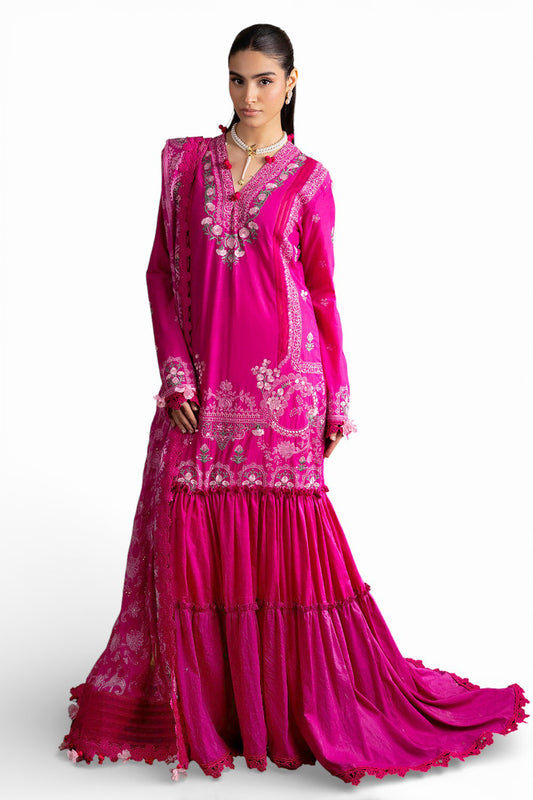 3 Piece Embroidered Lawn Suit with Embroidered Chiffon Dupatta PM-62029