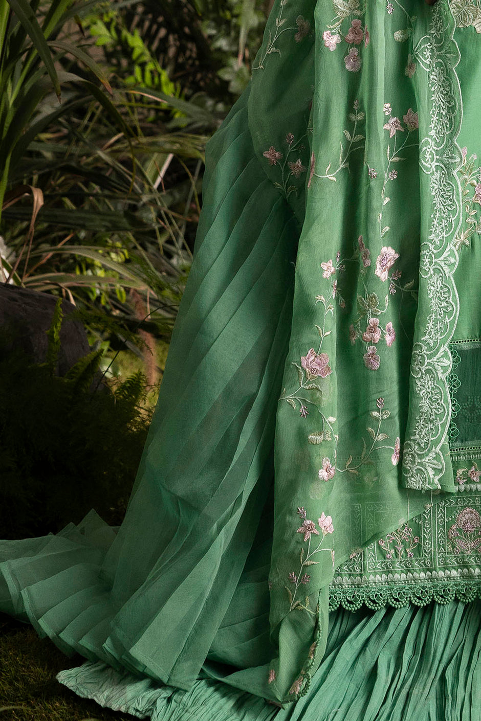 3 Piece Embroidered Lawn Suit with Embroidered Chiffon Dupatta