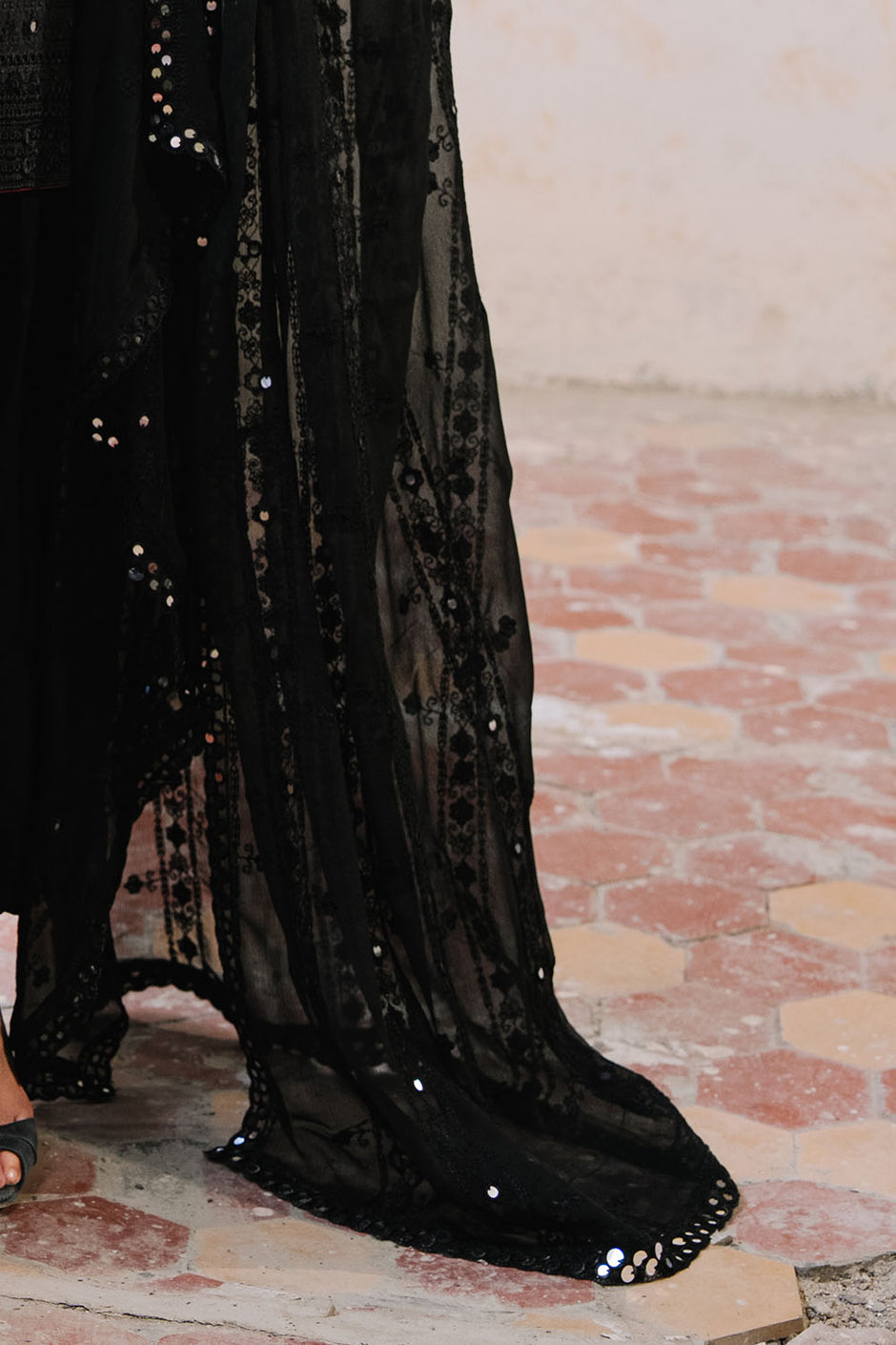 3 Piece Embroidered Lawn Suit with Borders and Embroidered Chiffon Dupatta