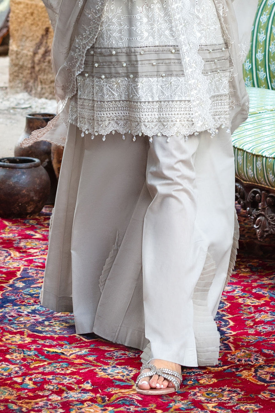3 Piece Embroidered Lawn Suit with Borders and Chiffon Dupatta