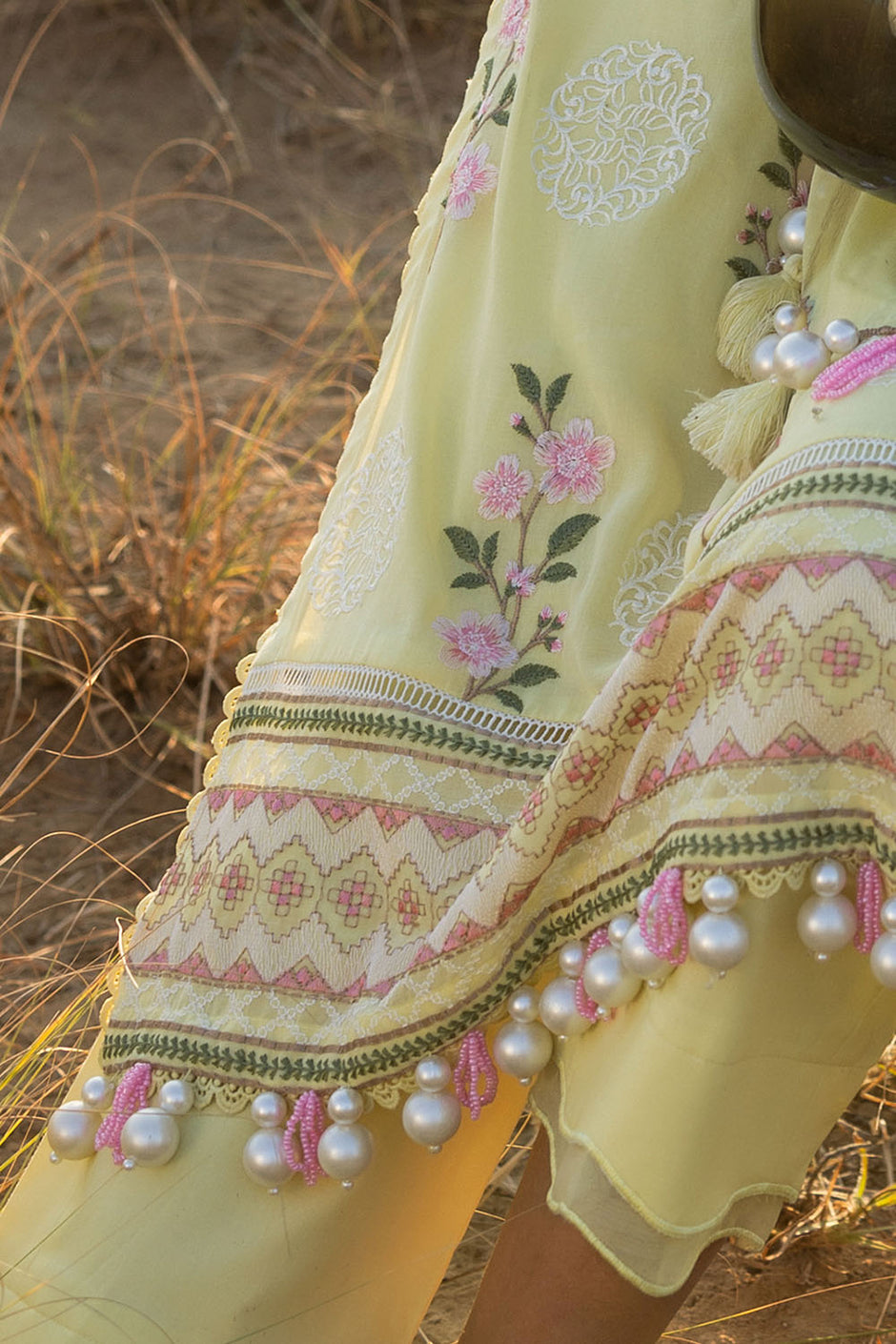 3 Piece Embroidered Swiss Voile Suit with Embroidered Chiffon Dupatta