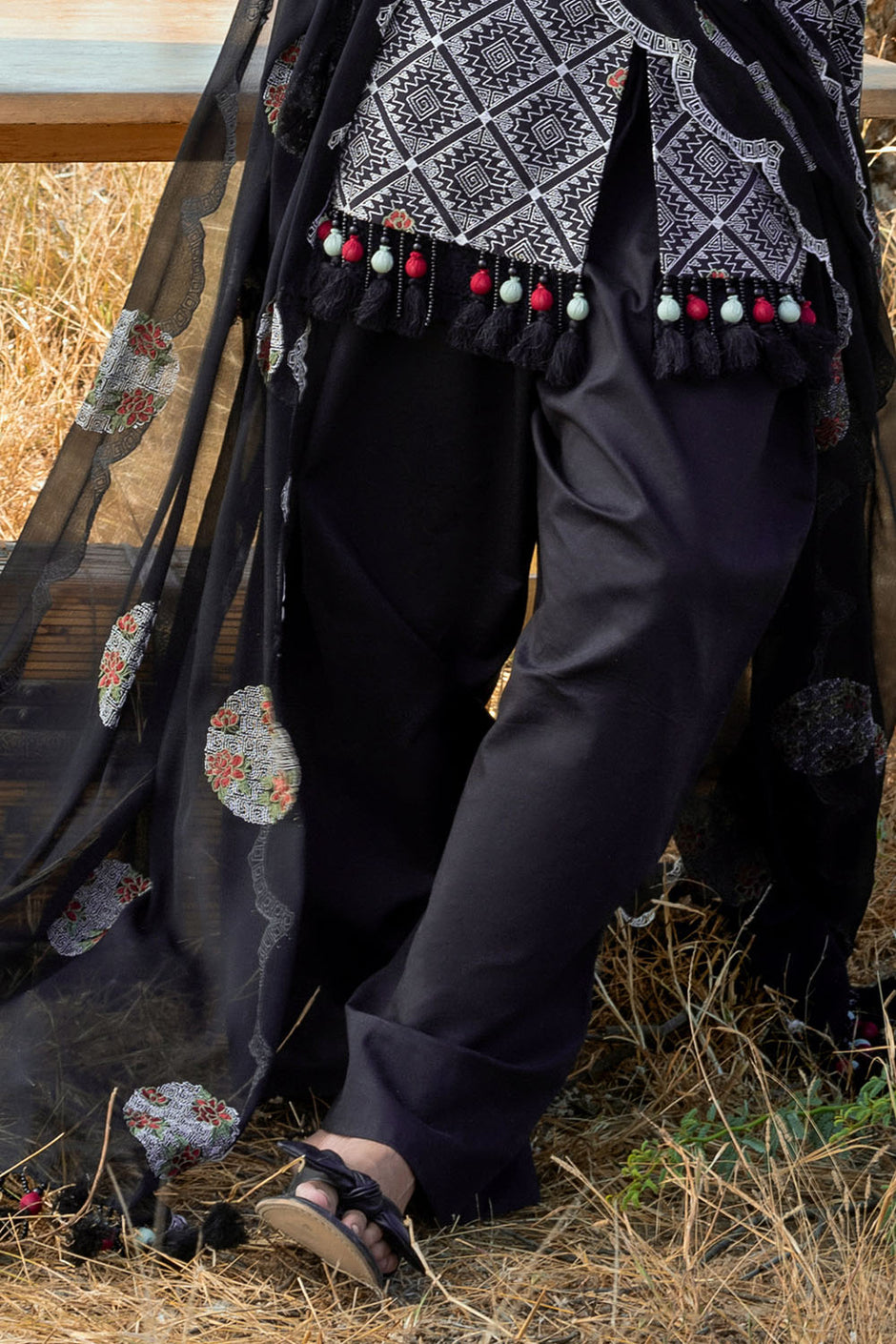 3 Piece Embroidered Swiss Voile Suit with Embroidered Chiffon Dupatta
