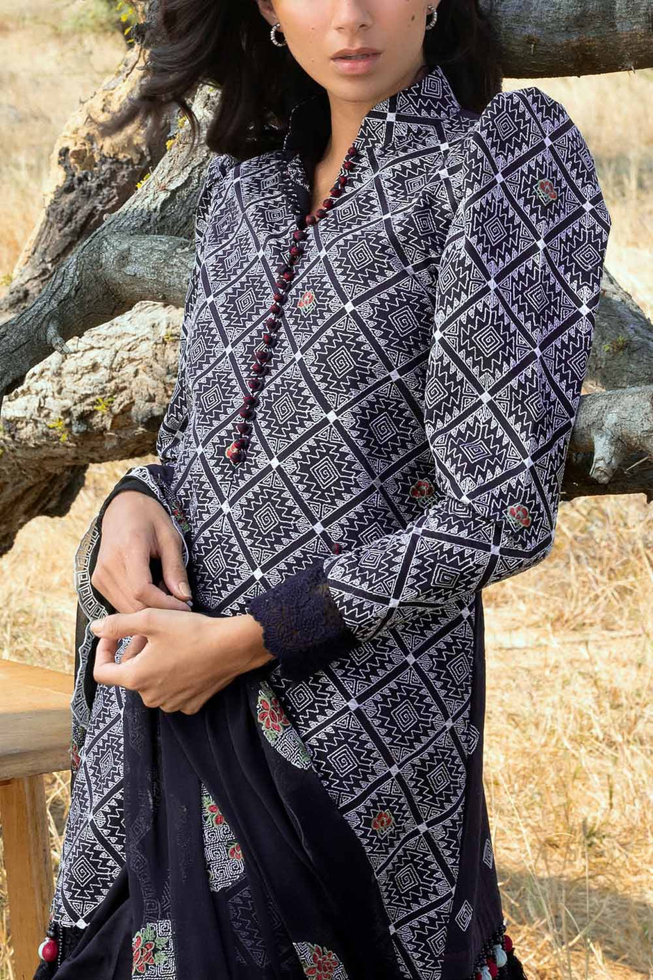3 Piece Embroidered Swiss Voile Suit with Embroidered Chiffon Dupatta