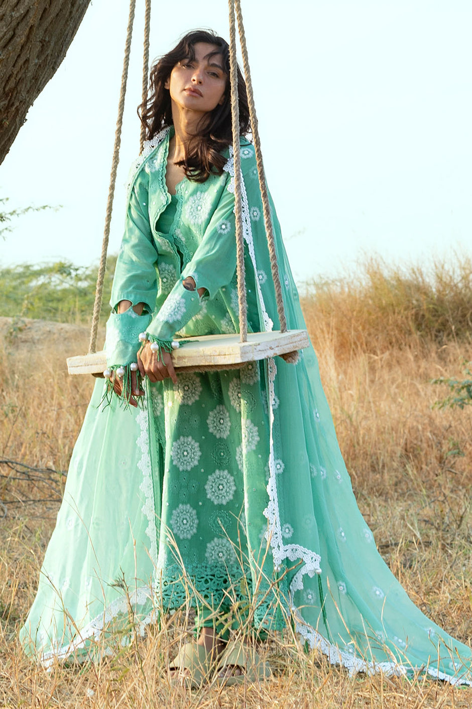 3 Piece Embroidered Swiss Voile Suit with Embroidered Chiffon Dupatta