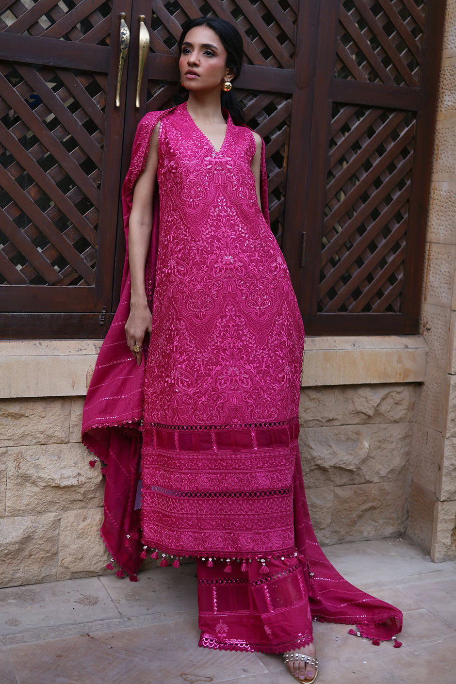 3 Piece Embroidered Lawn Suit with Embroidered Denting Lawn Dupatta