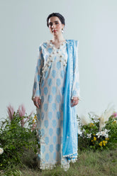 3 Piece Lacquer Printed Slub Yarn Suit with Embroidered Dupatta FE-52066