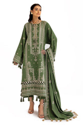 3 Piece Embroidered Karandi Suit with Borders and Dupatta AY-52005