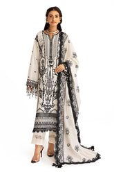 3 Piece Embroidered Khaddar Suit with Borders and Dupatta K-52029