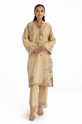 2 Piece Embroidered Karandi Suit with Organza Border AT-52001