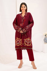 2 Piece Embroidered Khaddar Suit with Borders and Pockets Lace TK-52002