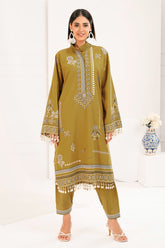2 Piece Embroidered Khaddar Suit with Borders and Collar TK-52005