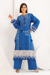 2 Piece Embroidered Khaddar Suit with Borders and Sleeve Bunches on Organza TK-52007