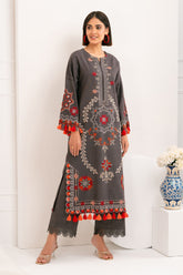 2 Piece Embroidered Khaddar Suit with Borders Chalk Lace and Bunches TK-52008