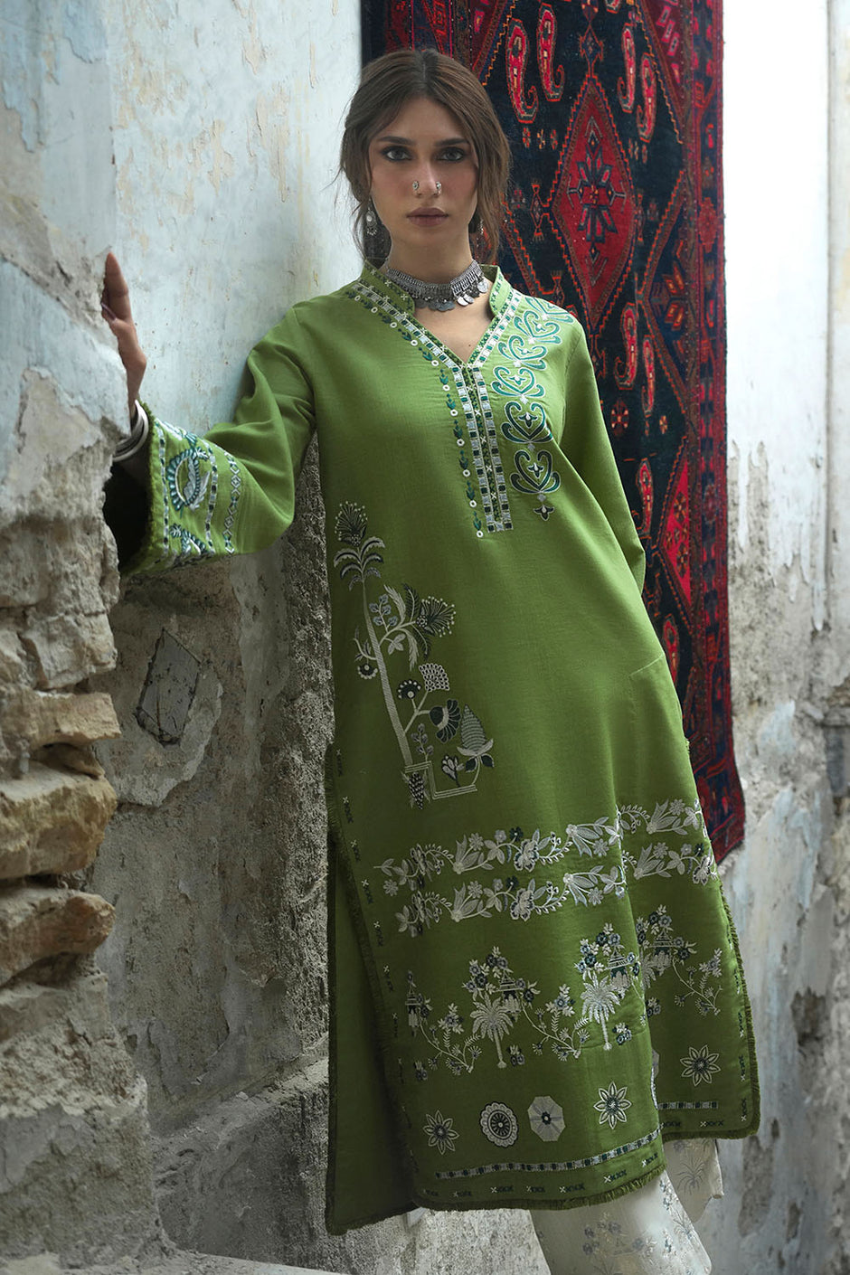2 Piece Embroidered Khaddar Suit