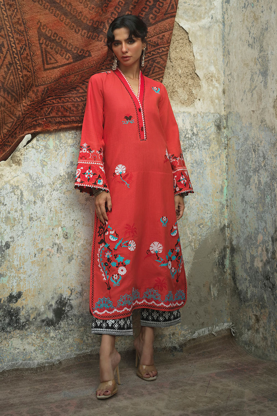 2 Piece Embroidered Khaddar Suit