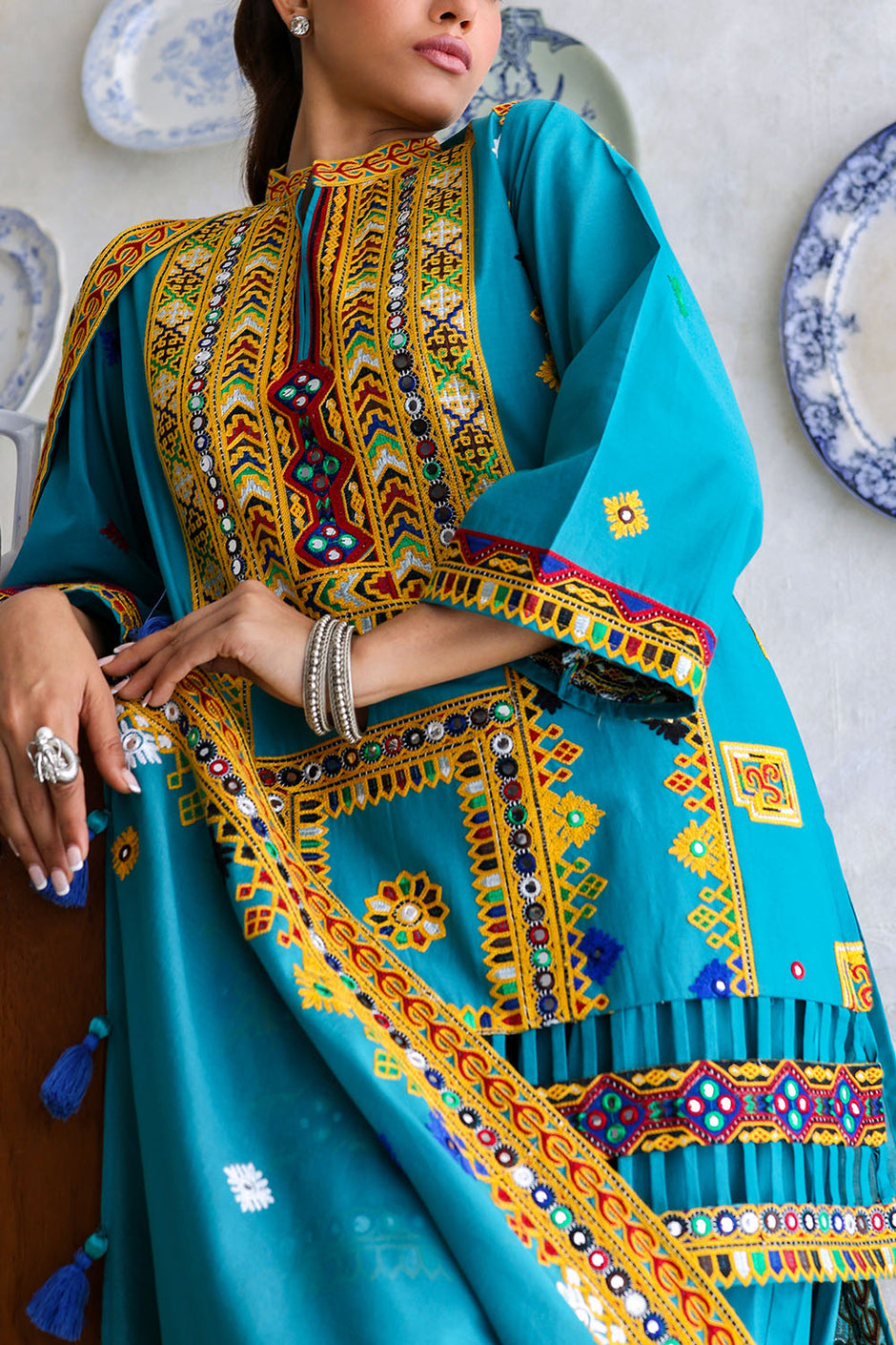 3 Piece Embroidered Lawn Suit with Lawn Dupatta and Borders