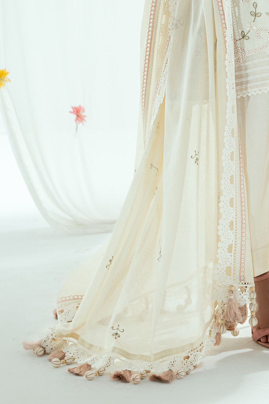 3 Piece Embroidered Lawn Suit with Embroidered Denting Dupatta