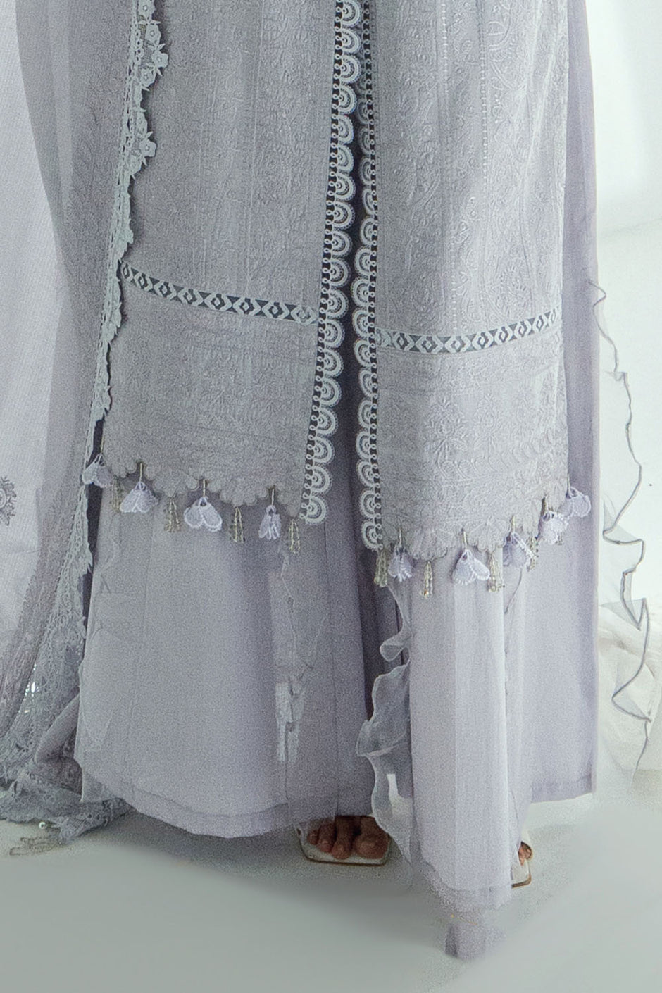 3 Piece Embroidered Lawn Suit with Embroidered Denting Dupatta