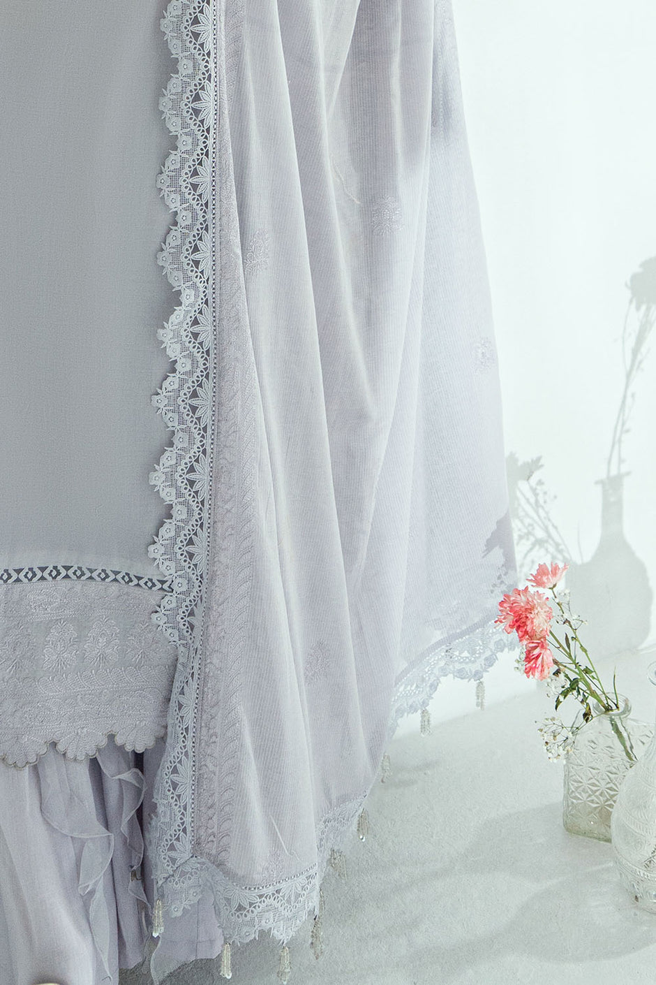 3 Piece Embroidered Lawn Suit with Embroidered Denting Dupatta