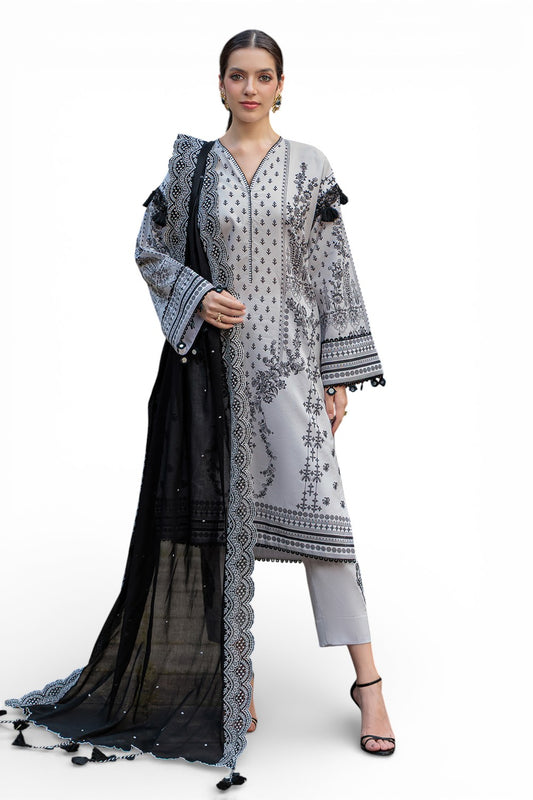 3 Piece Embroidered Lawn Suit with Embroidered Denting Dupatta DN-62040