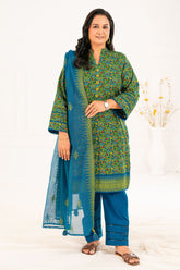 3 Piece Embroidered Khaddar Suit with Net Dupatta CN-52008