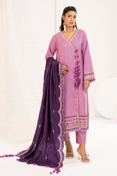 3 Piece Unstitched Embroidered Pashmina Suit with Embroidered Shawl AP-52007