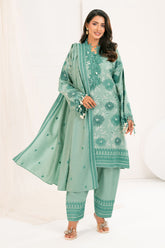 3 Piece Unstitched Embroidered Pashmina Suit with Embroidered Shawl and Pallu AP-52009