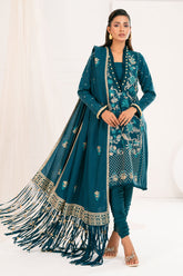 3 Piece Unstitched Embroidered Pashmina Suit with Embroidered Shawl AP-52010