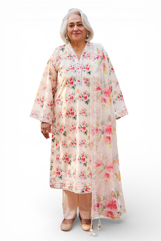 3 Piece Embroidered Printed Lawn Suit with Embroidered Printed Chiffon Dupatta BM-62010