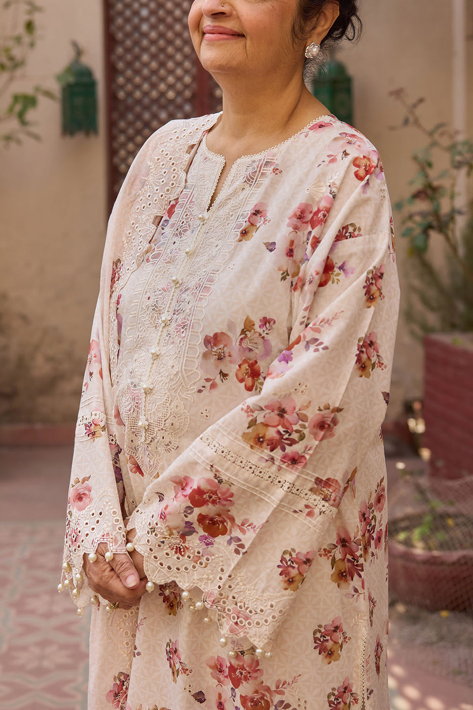 3 Piece Embroidered Printed Lawn Suit with Embroidered Denting Dupatta