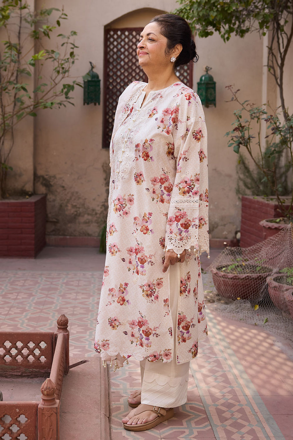 3 Piece Embroidered Printed Lawn Suit with Embroidered Denting Dupatta