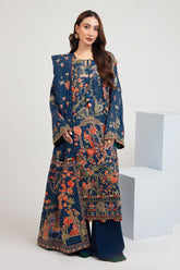 3 Piece Embroidered Raw Silk Suit with Side Panels and Dupatta SP-52059