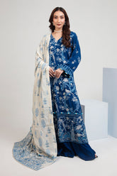 3 Piece Embroidered Raw Silk Suit with Side Panels and Dupatta SP-52060