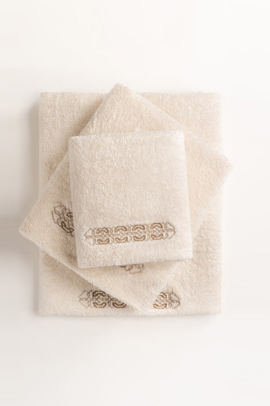 Frost Beige 3 piece Embroidered Towel Set